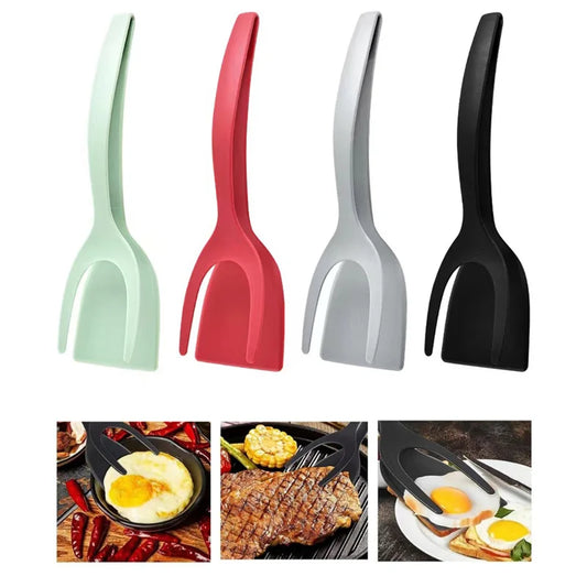 Nylon Grip Tongs Spatula for Steak, Frying, Bread, Egg Flipping