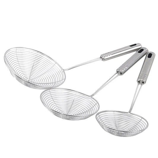 Oval Skimmer Stainless Steel Oil Pot Mesh Strainer Colander Cooking Tool