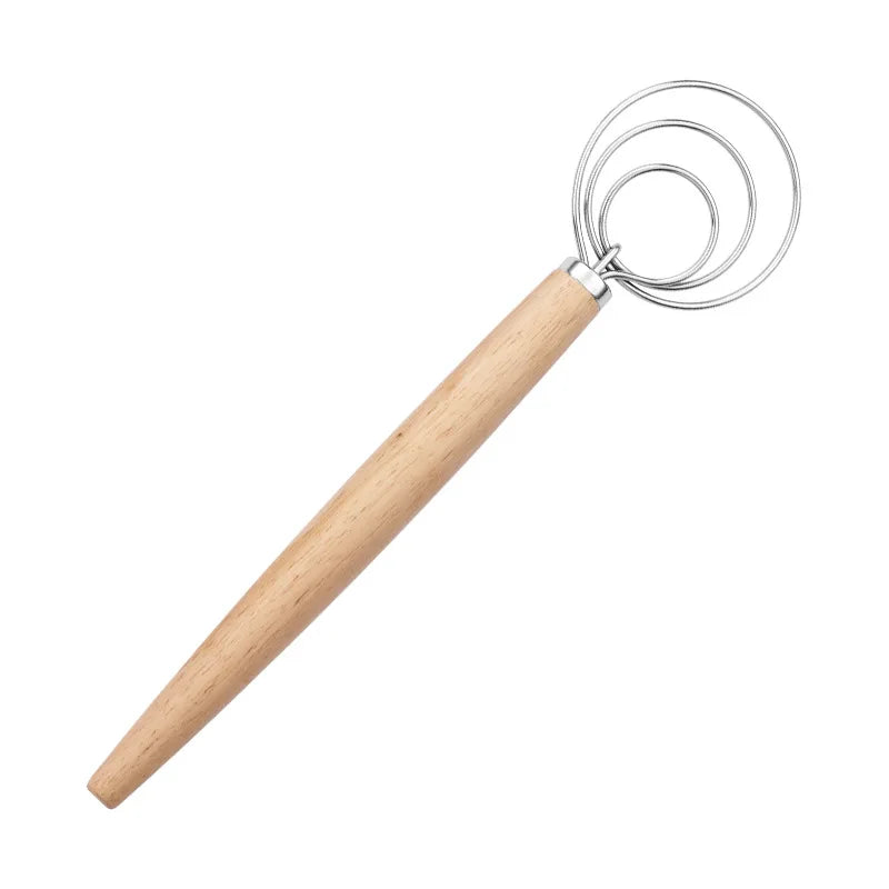 Stainless Steel Dough Blender Whisk with Wooden Handle