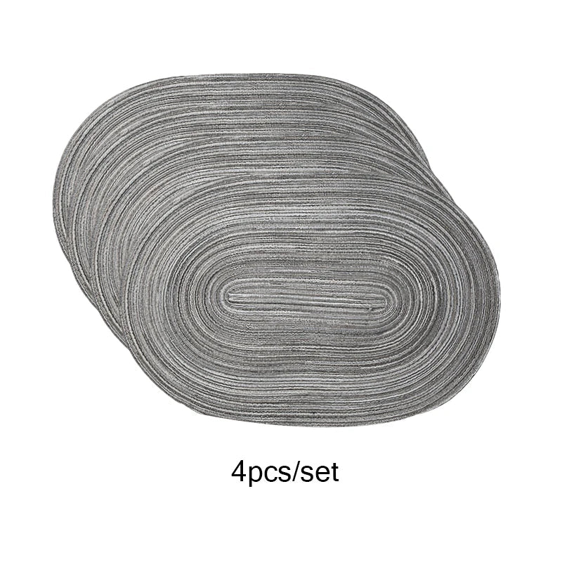 4PCS Oval Cotton Braided Non-Slip Table Mats Washable Coasters