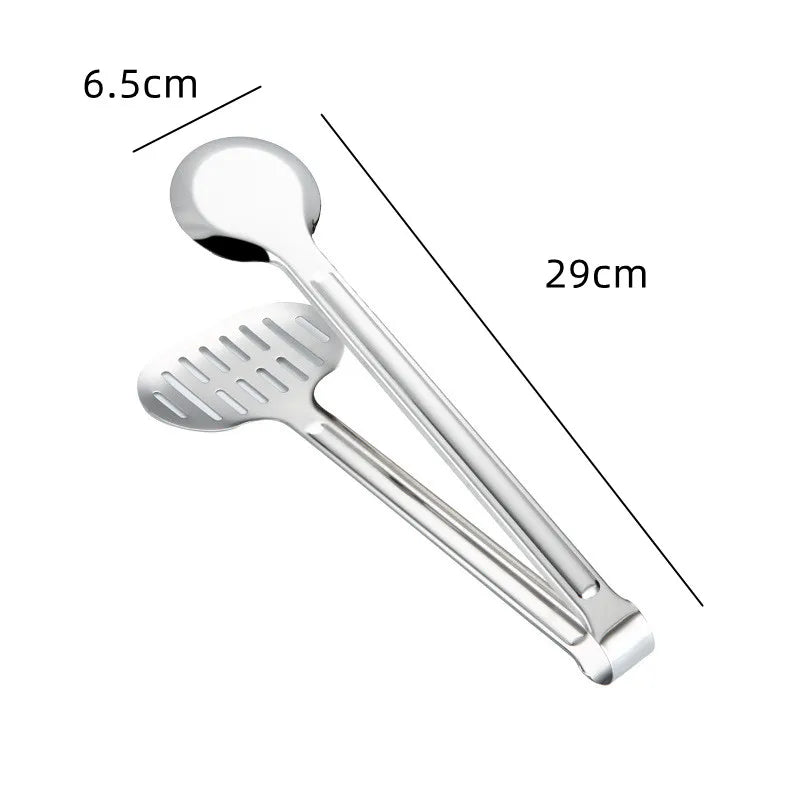 Stainless Steel Food Tongs Oil Drain Bread Steak BBQ Tools