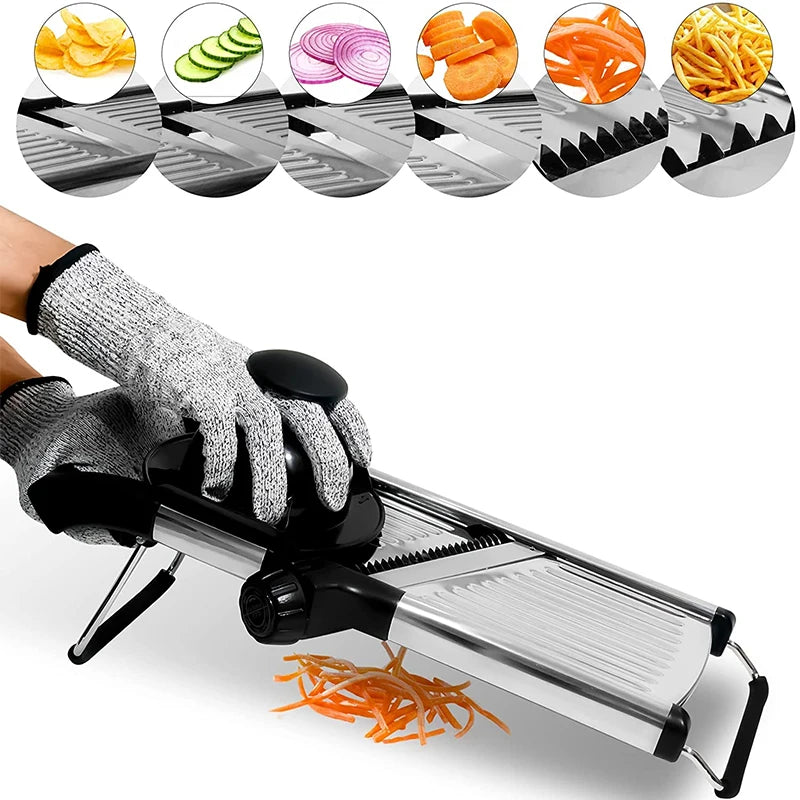 LMETJMA Adjustable Stainless Steel Mandoline Slicer for Vegetables