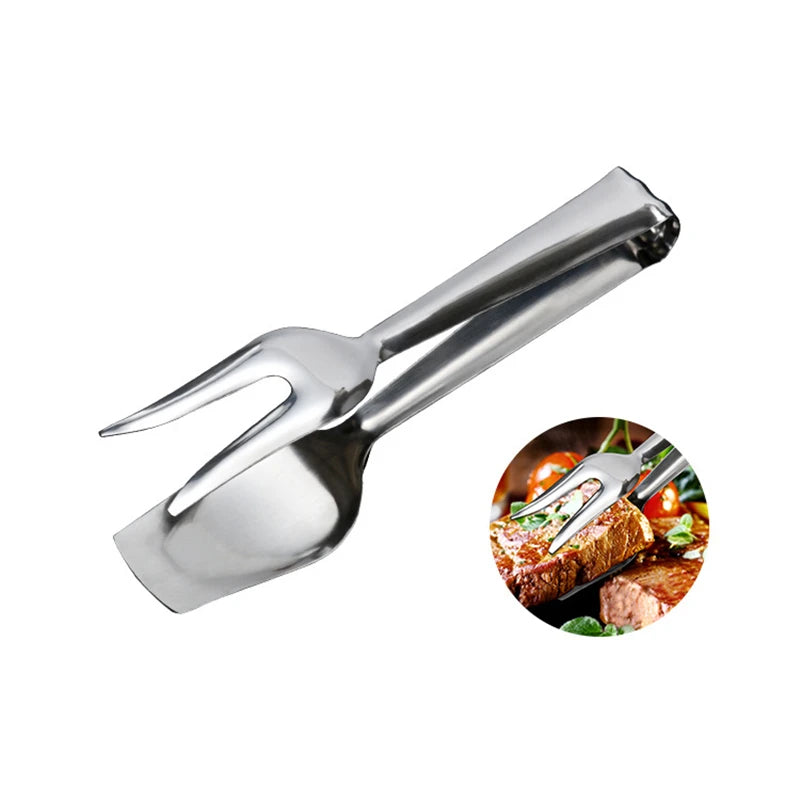 Stainless Steel BBQ Tongs Grill Spatula Clamp Kitchen Tool