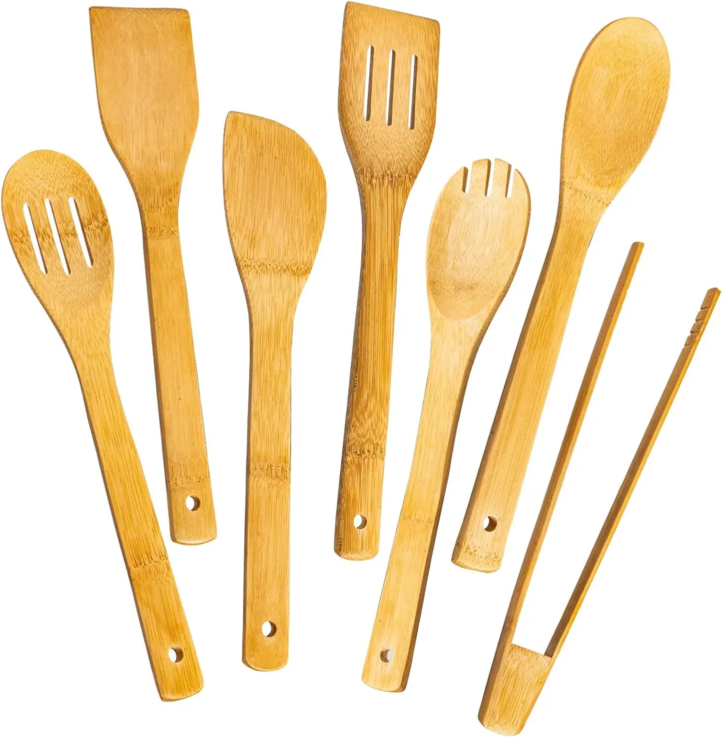 Bamboo Cooking Utensils Set - 6-Piece Nonstick Wooden Spoons and Spatulas