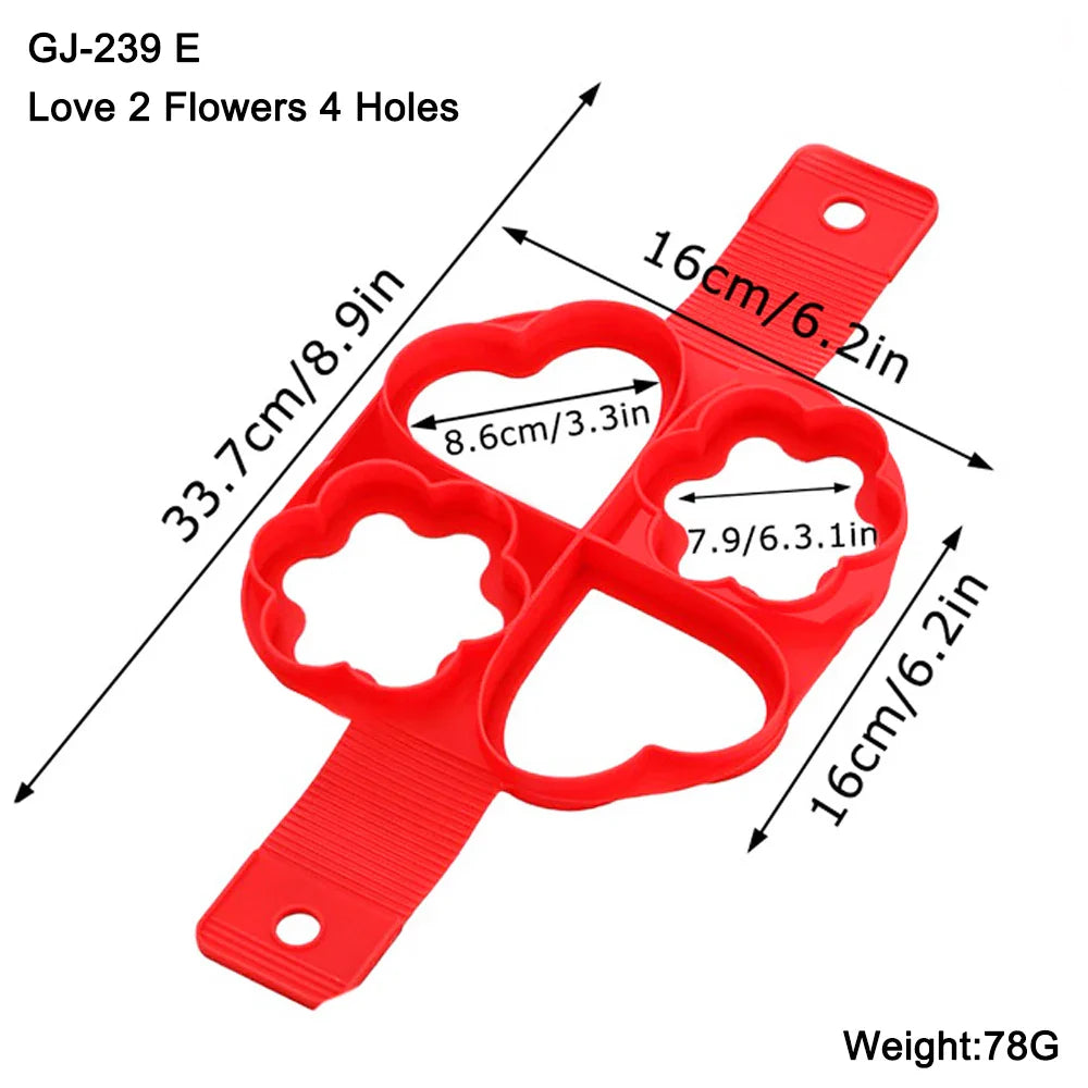 Silicone Egg Pancake Ring Mold - Reusable, Washable, Food Grade
