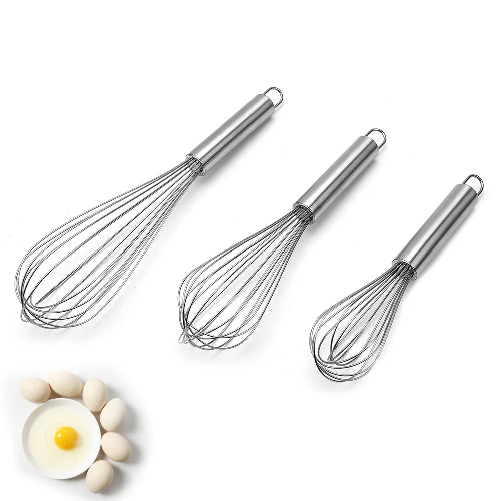 Stainless Steel Balloon Whisk Set - 6/8/10/12 Inch Egg Beater Mixer