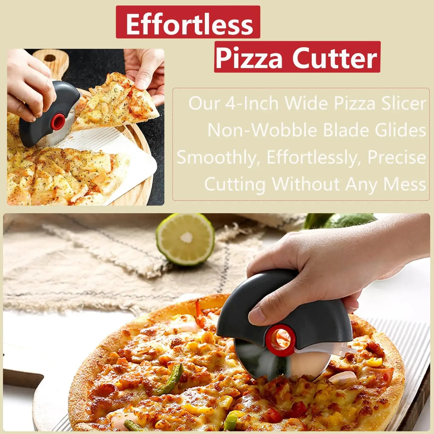 Stainless Steel Pizza Cutter Wheel - Multi-purpose Dough Slicer Tool