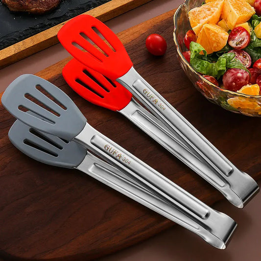 Silicone BBQ Tongs Nonstick Meat Salad Clamp Kitchen Utensils