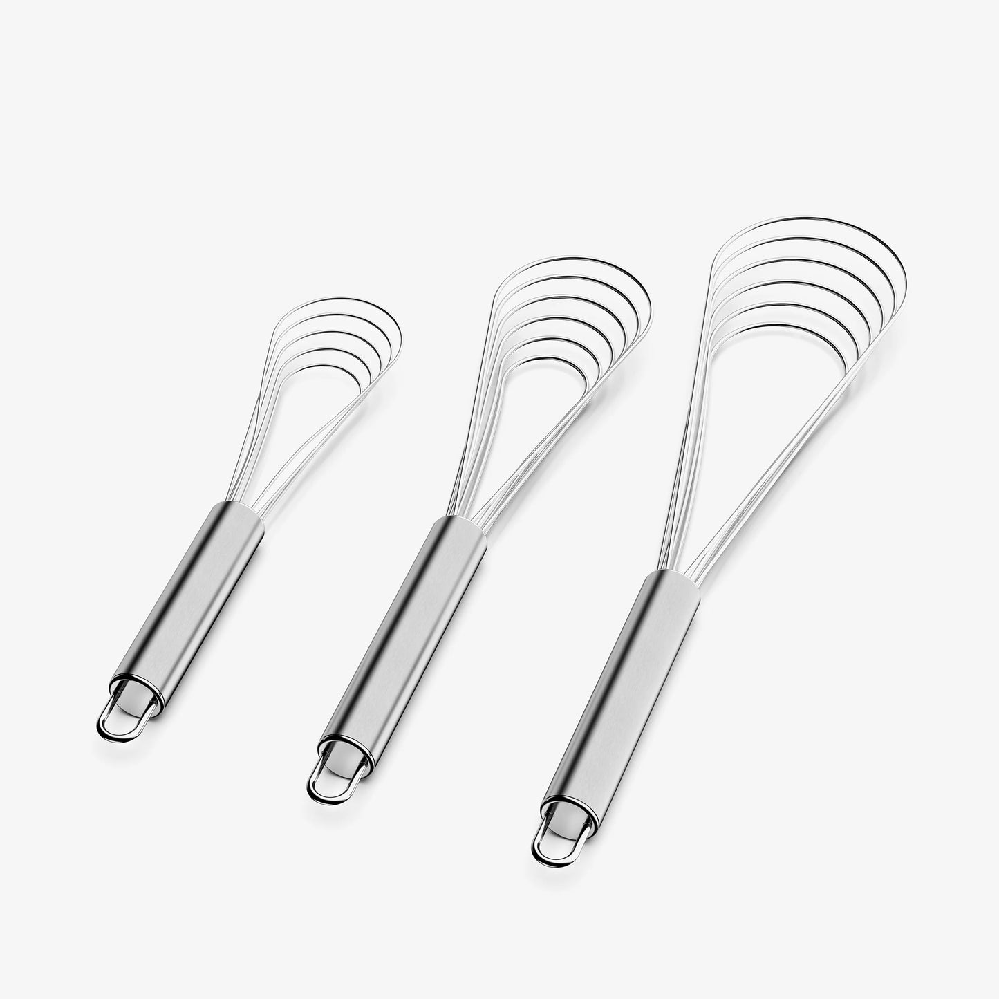 VIMACO® Stainless Steel Flat Whisk Set 8" 10" 12" for Baking and Cooking