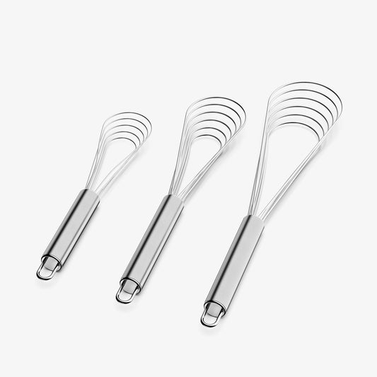 VIMACO® Stainless Steel Flat Whisk Set 8" 10" 12" for Baking and Cooking