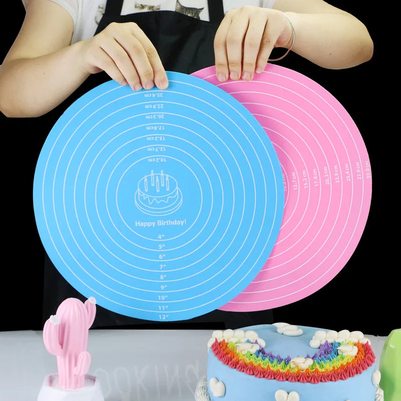 Silicone Baking Mat Nonstick Pastry Turntable Dough Kneading Pad with Scale