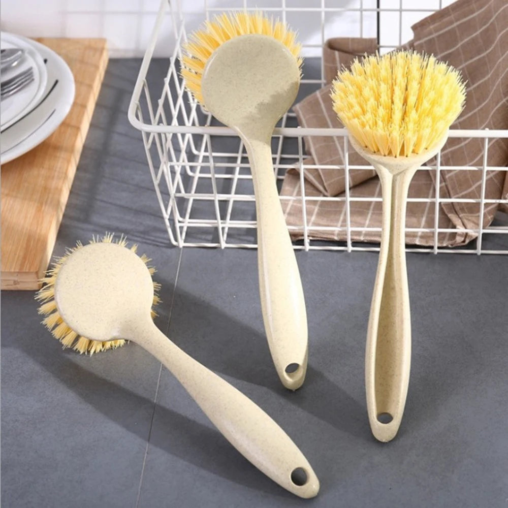 Pan Brush with Long Handle - Non-Stick Oil Scrub Brush for Kitchen Cleaning