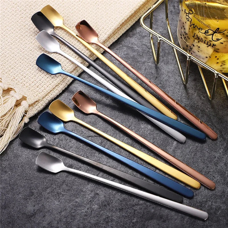 Stainless Steel Long Handle Coffee Spoon Teaspoon Dessert Ice Cream Scoop