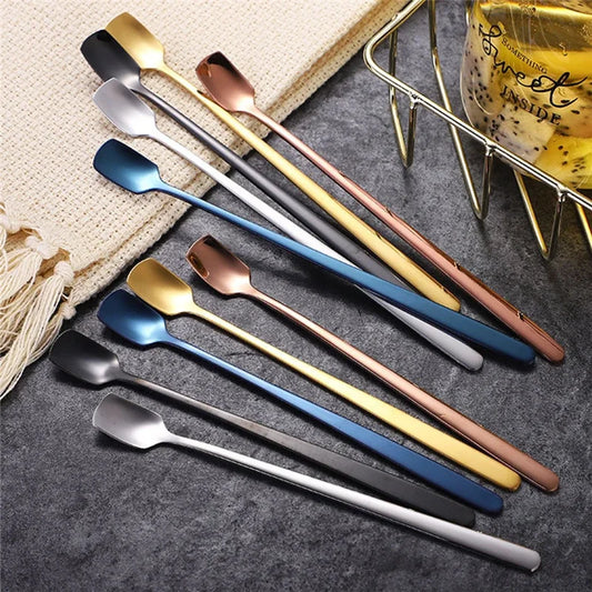 Stainless Steel Long Handle Coffee Spoon Teaspoon Dessert Ice Cream Scoop