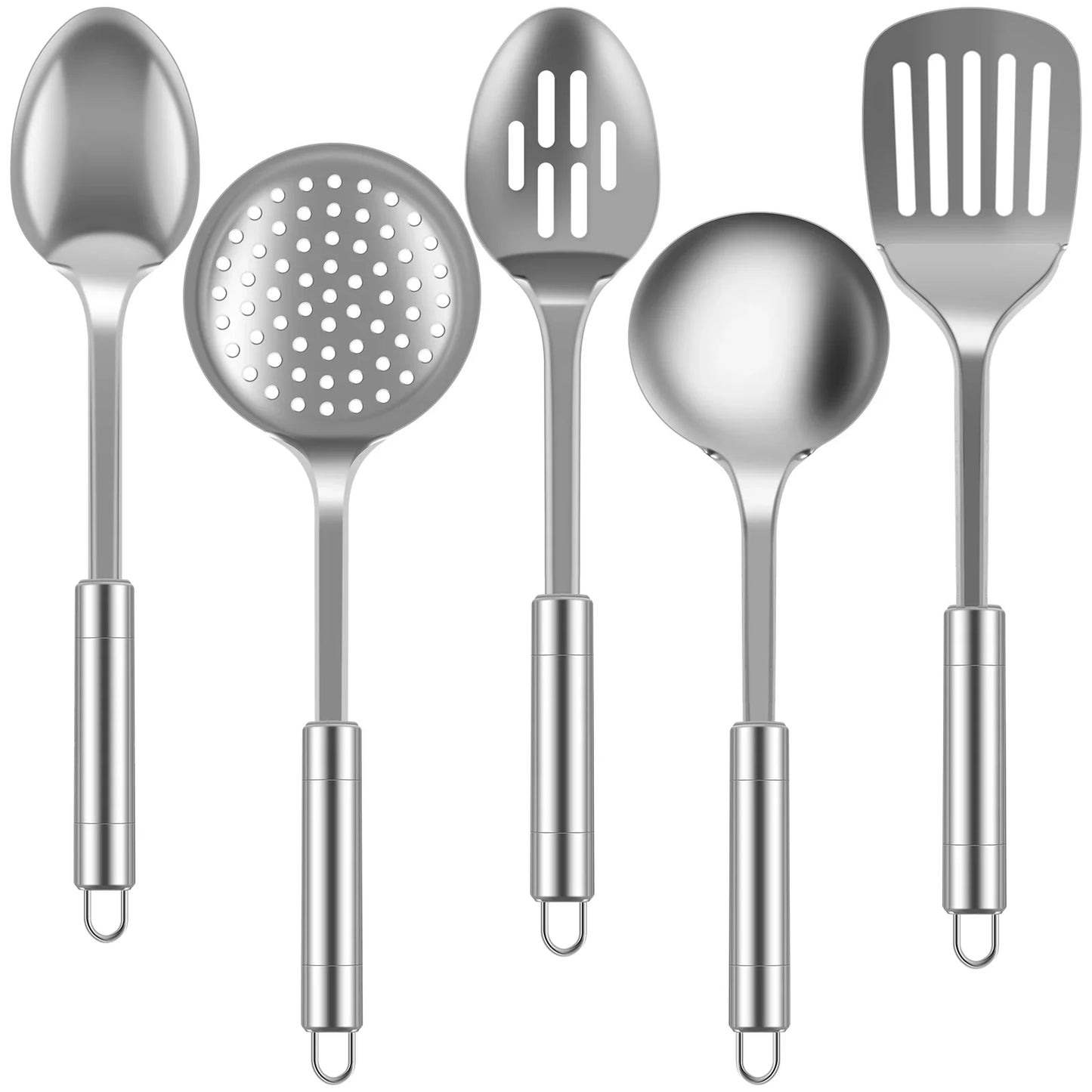 5-Piece Stainless Steel Kitchen Utensils Set - Shovel, Spoon, Spatula Cooking Tools