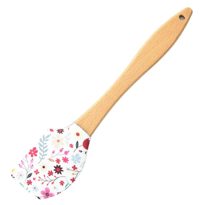 Wooden Handle Silicone Spatula Non-stick Baking Mixer