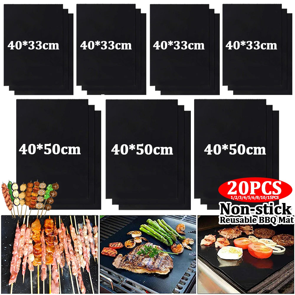 Non-stick BBQ Grill Mat Heat Resistant Easy Clean Cooking Sheet