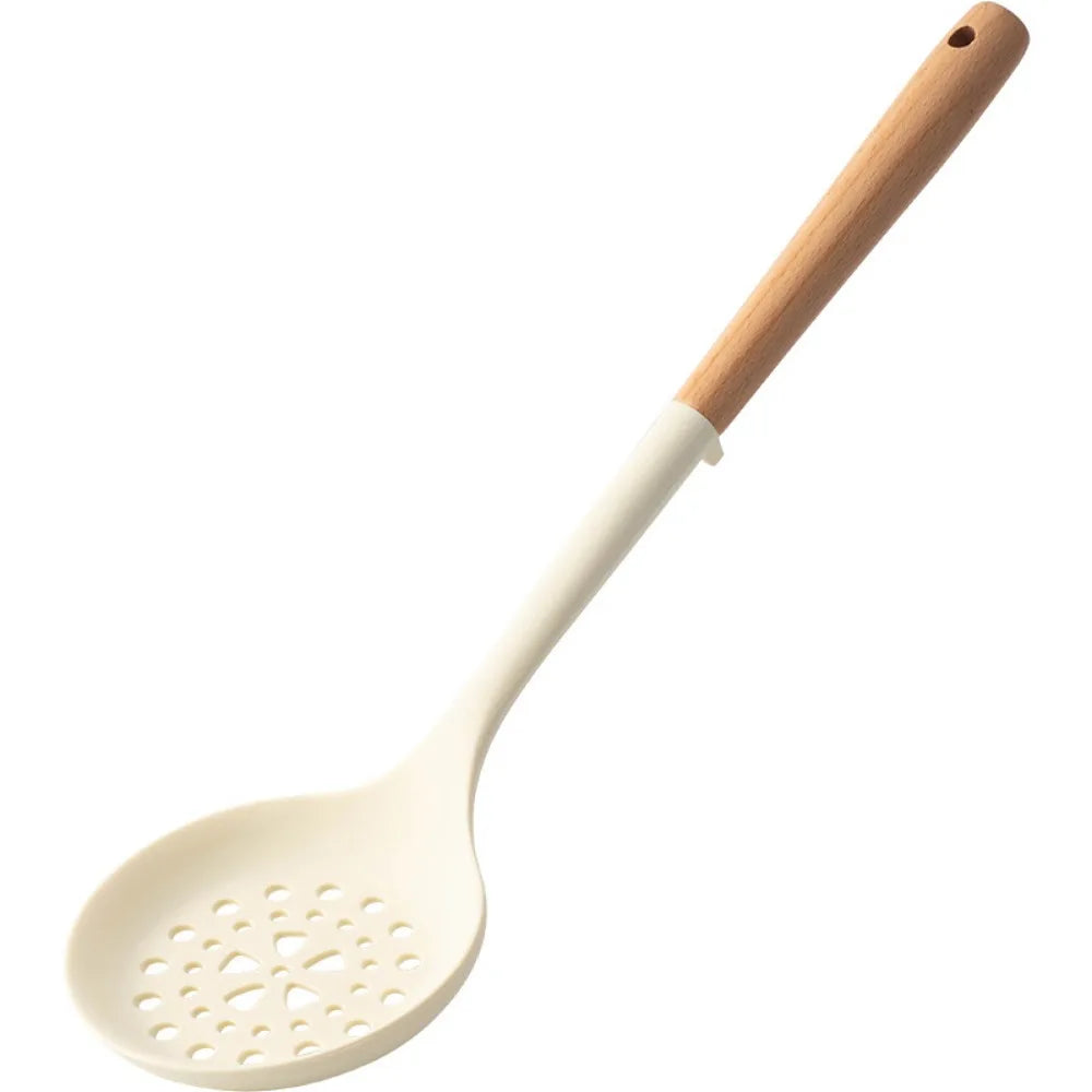 Silicone Kitchen Utensils Set: Spatula, Shovel, Spoon with Wood Handle