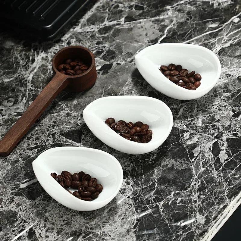 Coffee Bean Tray Scale, Easy-Clean Powder Dish, Ceramic Measuring Cup