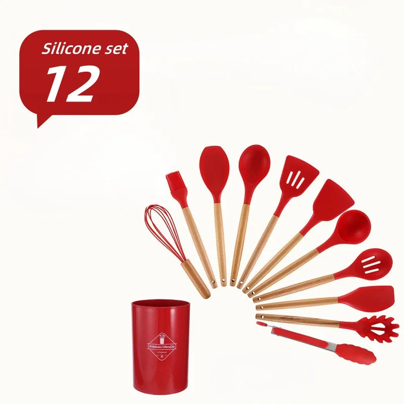 12-Piece Silicone Kitchen Utensils Set Heat Resistant Cooking Tools