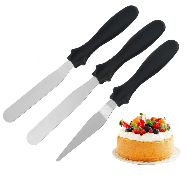 3Pcs Stainless Steel Spatula Set for Cake & Pastry Baking