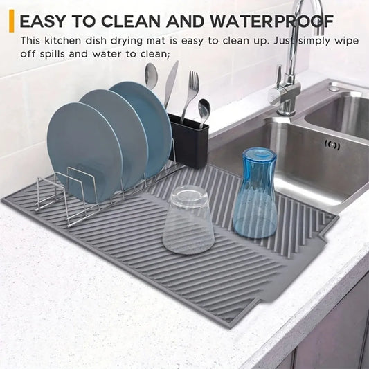 Silicone Folding Dish Drain Pad, Heat Resistant Pot Mat, Kitchen Accessories