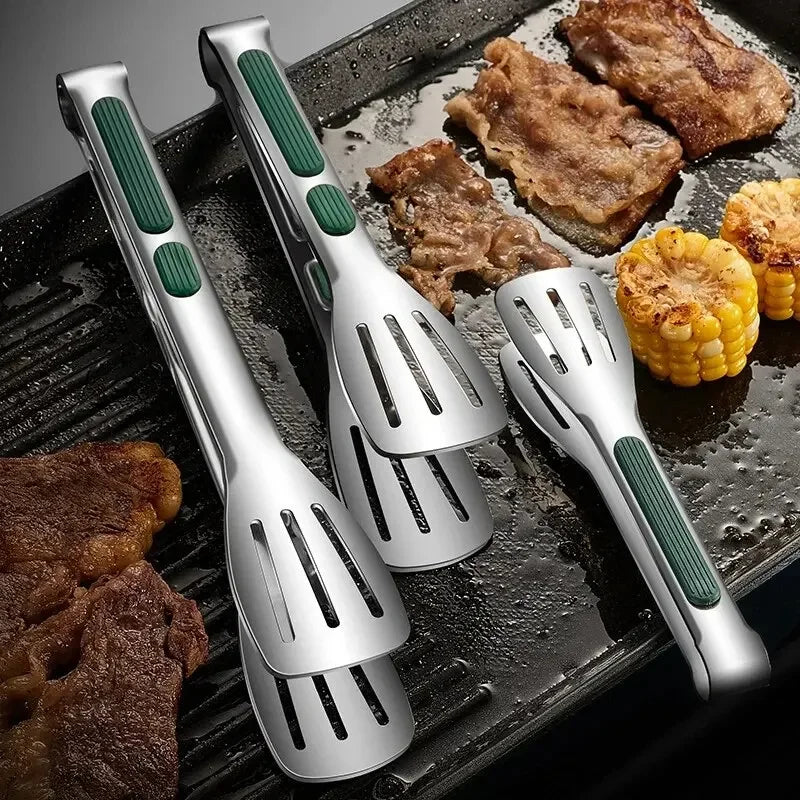 Non-Slip Stainless Steel Food Tongs Grill Buffet Clamp Kitchen Tool