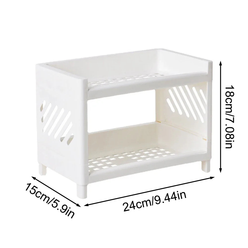 Stackable Double-Layer Desktop Storage Shelf for Office, Living Room, Kitchen, Bedroom