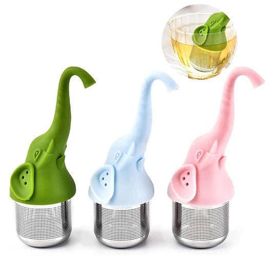 Stainless Steel Elephant Tea Infuser Silicone Strainer Kitchen Teaware