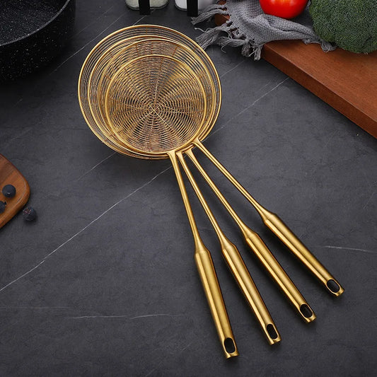 304 Stainless Steel Colander Strainer Long Handle Skimmer Oil Filter Pasta Dumpling Sieve Kitchen Tool