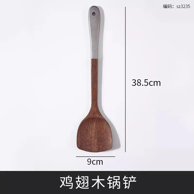 Wooden Cooking Utensils Set - Non-stick Pan Long Handle Spatula