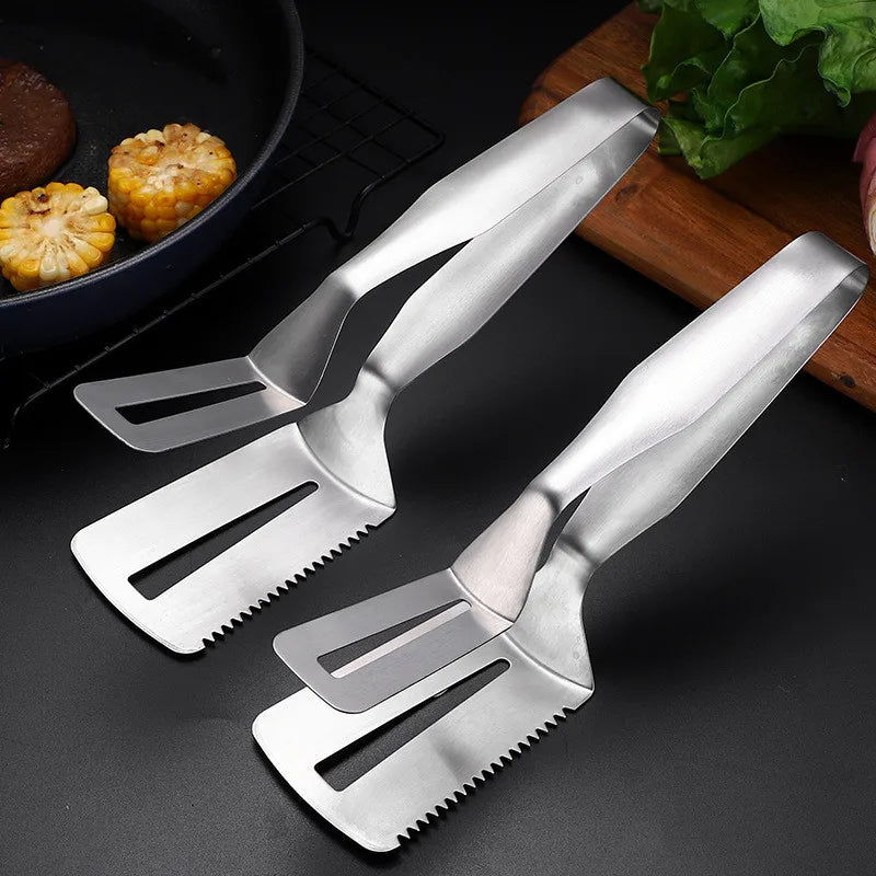 Serrated Stainless Steel Food Tongs Kitchen Utensils