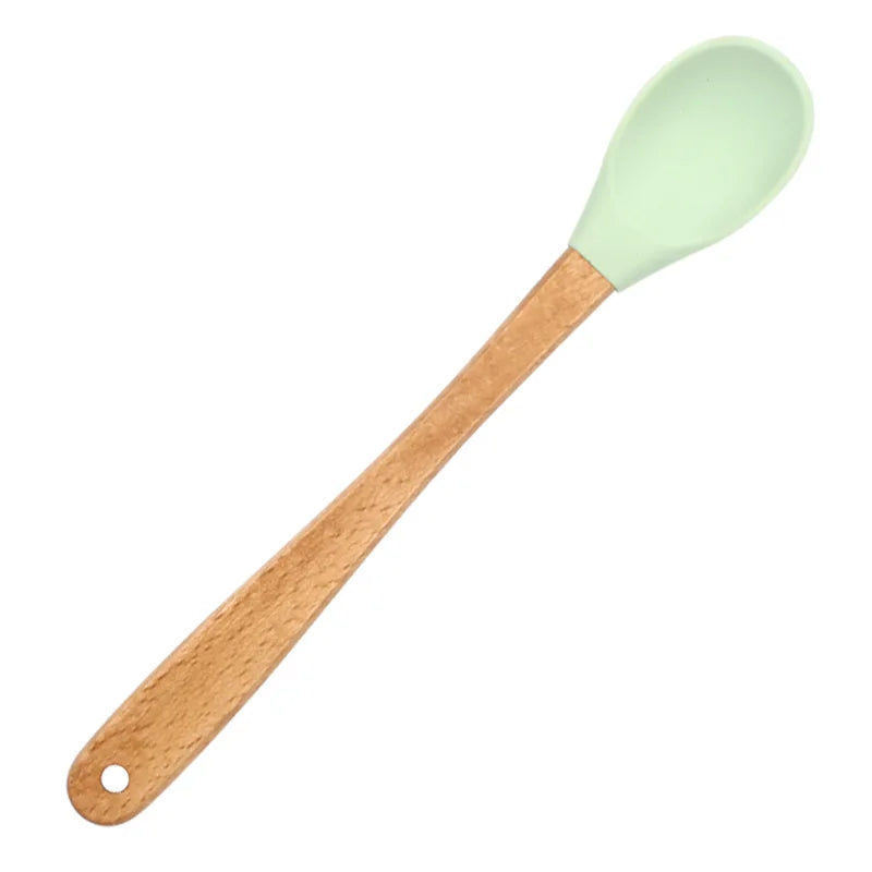 Mini Cake Spatula Set: Wooden Handle Cream Scraper & Oil Brush