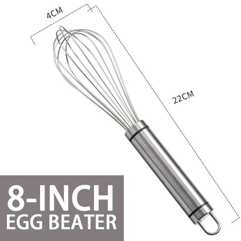 Stainless Steel Balloon Whisks 8/10/12 Inch - Manual Egg Beater & Mixer