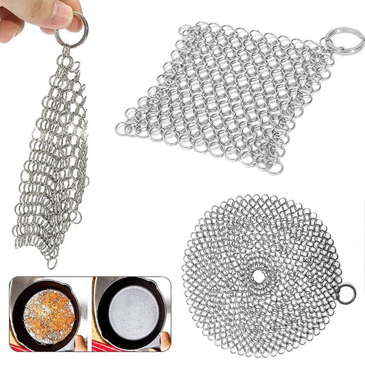 Leeseph Stainless Steel Chainmail Scrubber - Reusable Kitchen Cleaning Tool