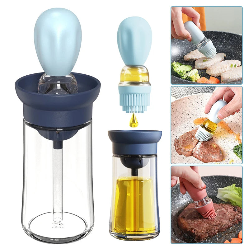 Silicone Oil Dispenser with Brush and Spray for BBQ Cooking Baking