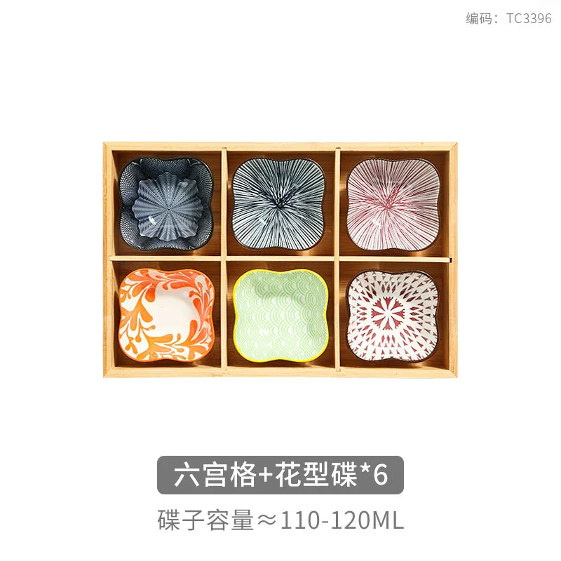 Bamboo 9-Compartment Dinner Plate for Hotpot, Snacks, Dessert, Sushi