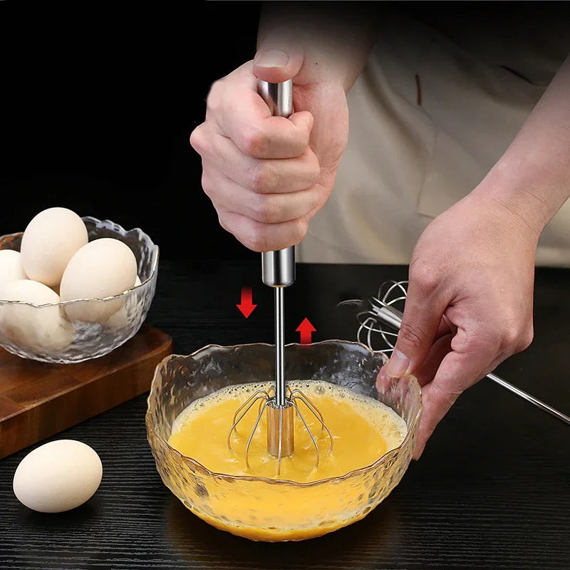 Semi-Automatic Stainless Steel Egg Beater Milk Frother