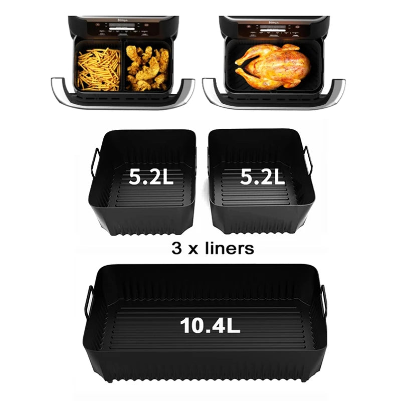 Silicone Air Fryer Liners for Ninja DZ071/AF500UK Basket Replacement, Dishwasher Safe