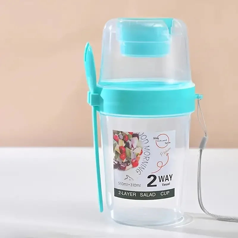 Portable Breakfast Salad Cup with Fork and Lid for Weight Loss