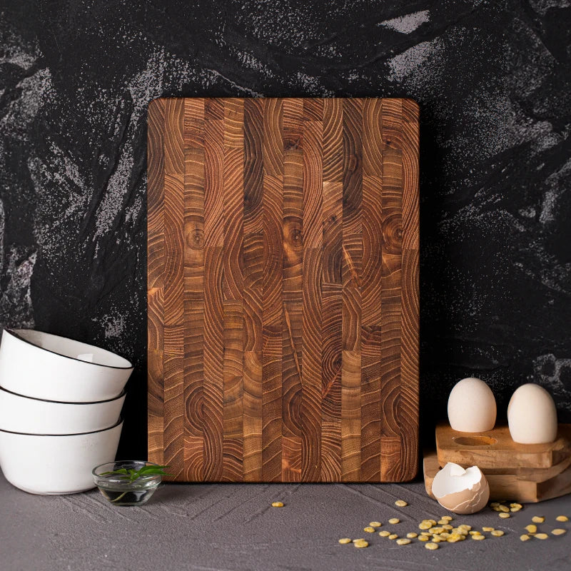 Teak Wood Cutting Board: Large, High Quality, 16.5x11.8/13.3x9.5 Inch, 1 Inch Thick, Christmas, Halloween