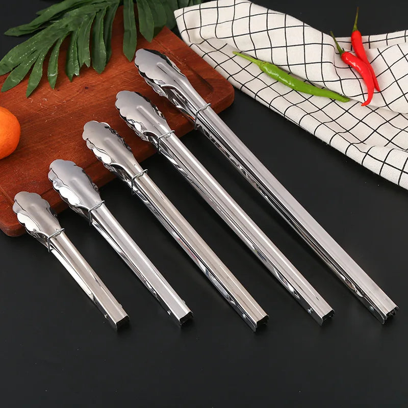 304 Stainless Steel Food Tongs BBQ Steak Bread Clip Salad Clamp Kitchen Accessories