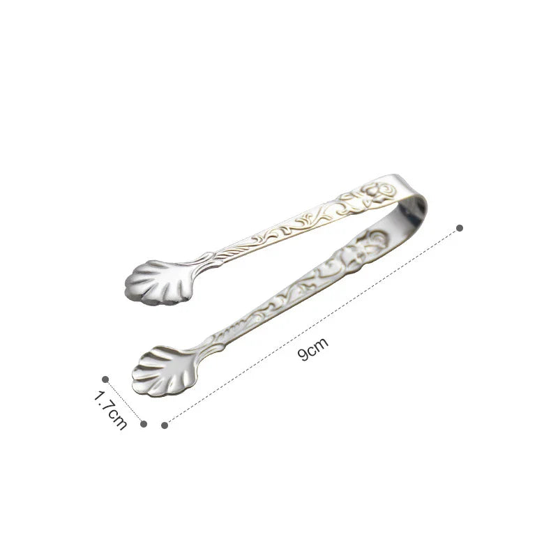 304 Stainless Steel Rose Embossed Food Tongs Kitchen Tweezers