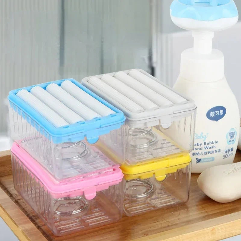 Automatic Soap Box with Drain Roller for Laundry and Hand-Free Scrubbing