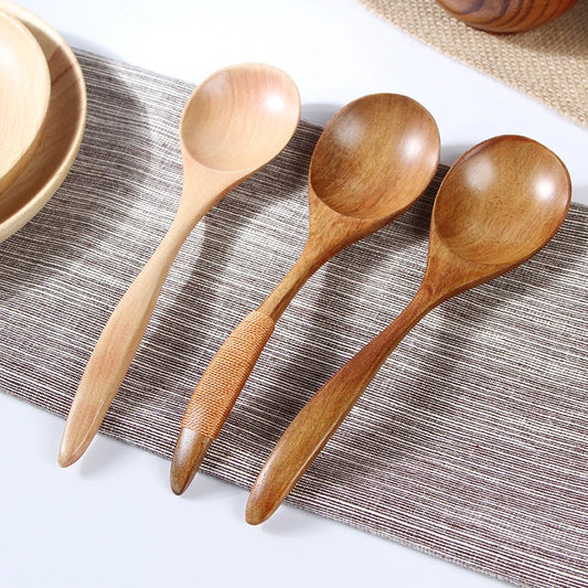 Wooden Soup Spoon Set - Solid Wood Tableware Accessories