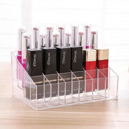 24-Slot Acrylic Lipstick Holder Organizer for Cosmetics, Nail Polish, Jewelry Display