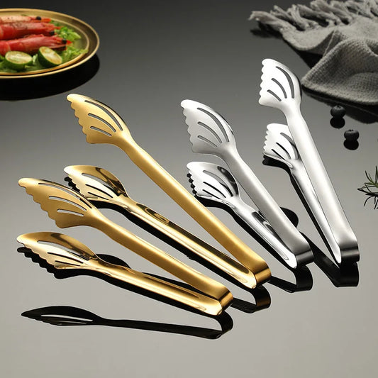 Stainless Steel Food Tongs Kitchen Utensils Anti-Heat Bread Beef Pastry Clamps