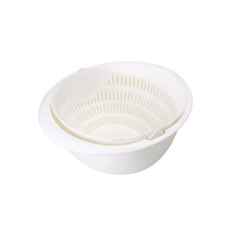 Rotating Double Layer Fruit Vegetable Draining Basket