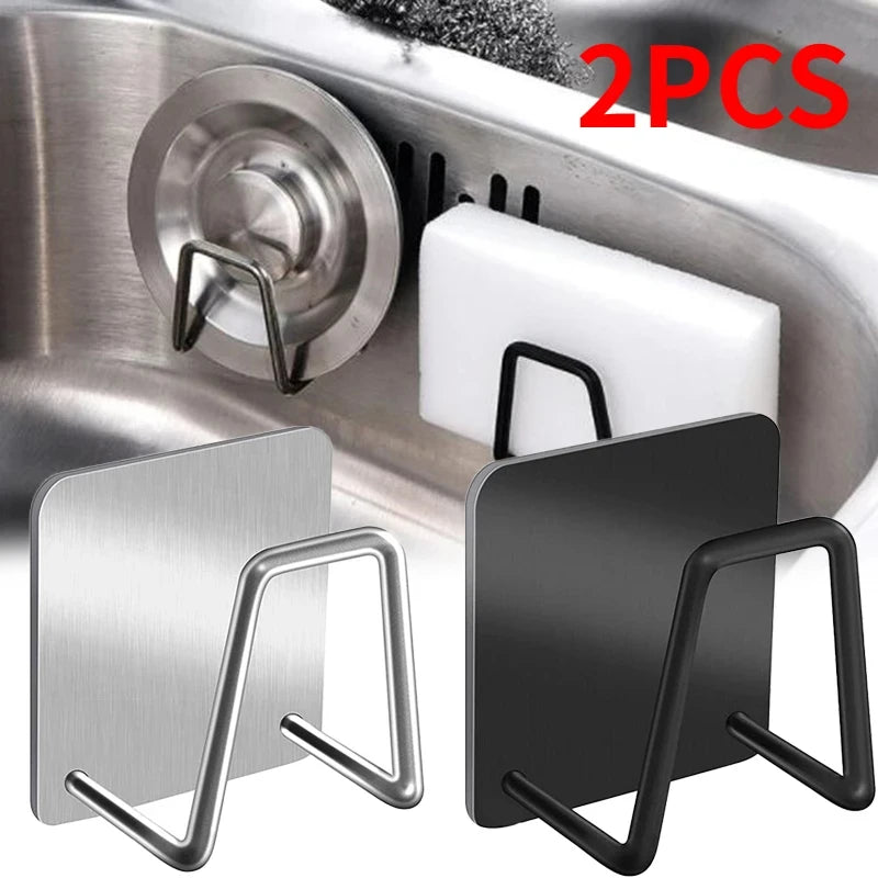 Stainless Steel Kitchen Sink Sponge Holder Adhesive Rack Organizer