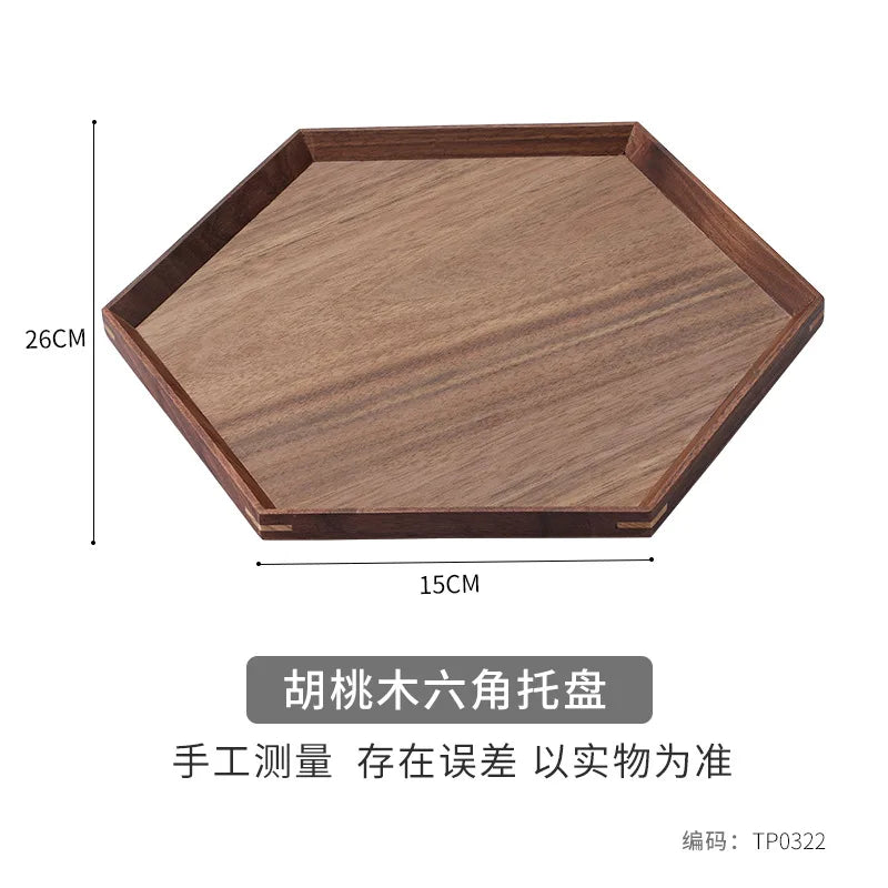 Black Walnut Wood Tray Rectangular Tea Fruit Dinner Plate